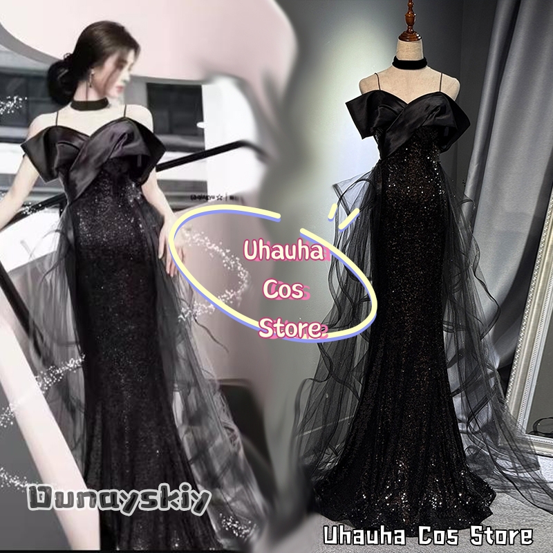 Evening Gown - 코스프레 럭셔리 이브닝 드레스 의상 aBcUH@Black