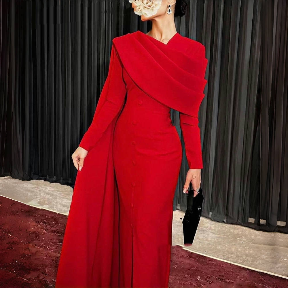 Women'S Red Formal Wear - 우아한 레드 정장 드레스 이브닝 가운