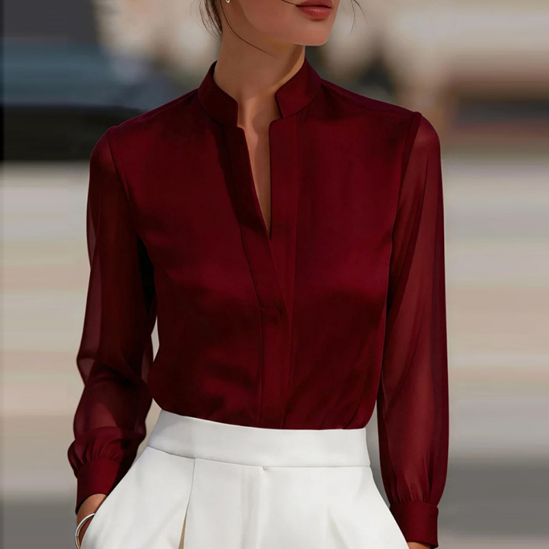 새로운 메쉬 시스루 패션 셔츠 여성용 루즈핏 V넥 실크 - Silk Blouse 리뷰 및 가격