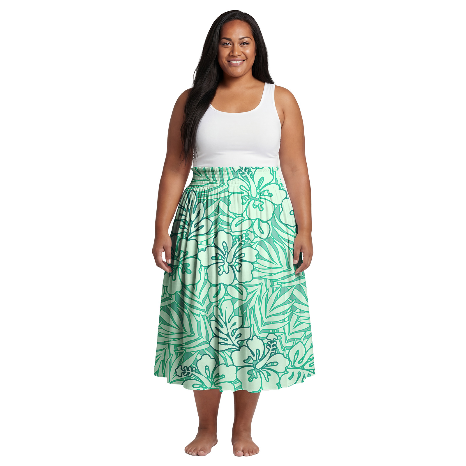 훌륭한 플로럴 프린트 맞춤 패턴 의류 폴리네시안 스트레 - Midi Dress 리뷰 및 가격